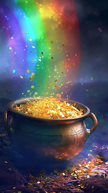 Free ai generated pot of gold rainbow illustration