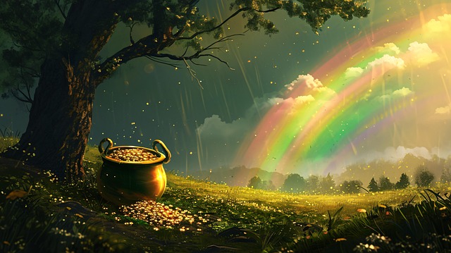 Free ai generated pot of gold rainbow illustration