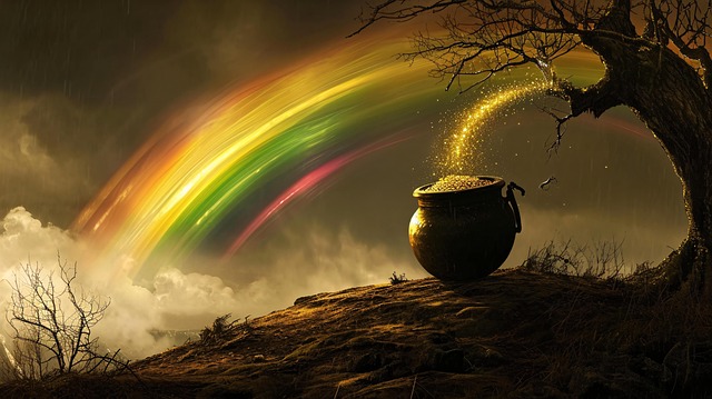 Free ai generated pot of gold rainbow illustration