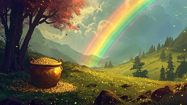 Free ai generated pot of gold rainbow illustration
