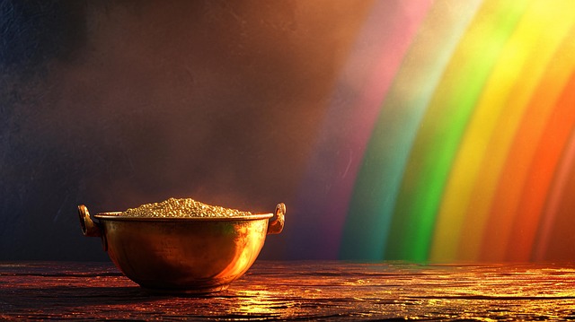 Free ai generated pot of gold rainbow illustration