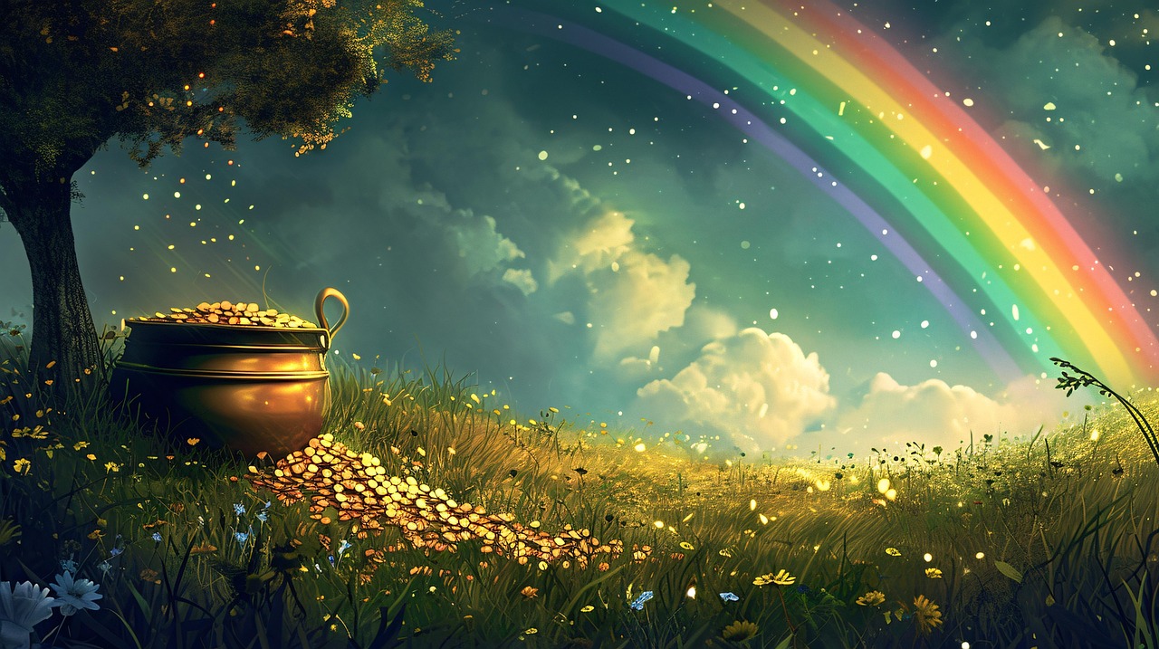 Free ai generated pot of gold rainbow illustration