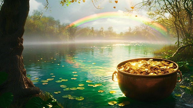 Free ai generated pot of gold rainbow illustration