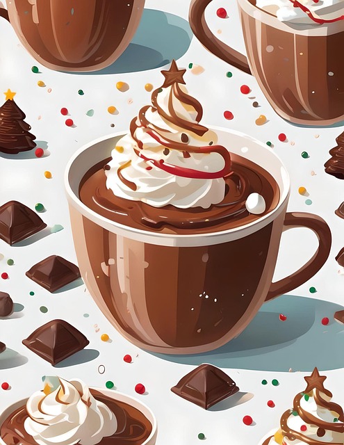 Free hot chocolate hot cocoa whipped cream illustration