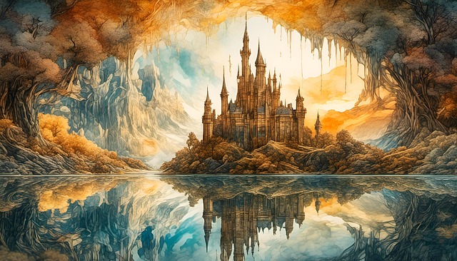 Download free HD stock image of Ai Generated Castle Free ai generated castle lake illustration