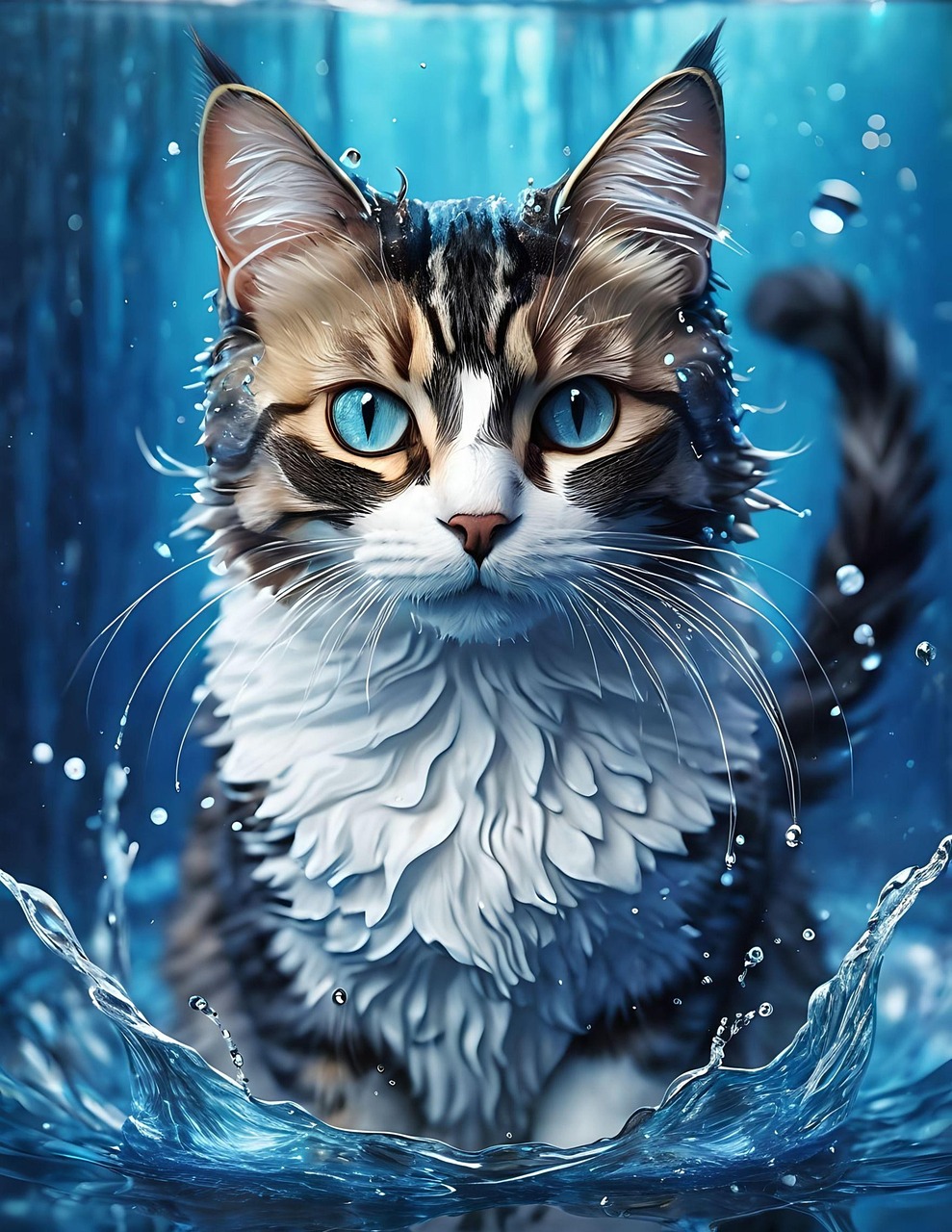 Download Ai Generated Cat Water Royalty-Free Stock Illustration Image ...