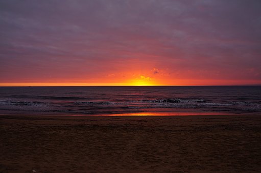 Sonnenuntergang, Natur, Strand, Meer
