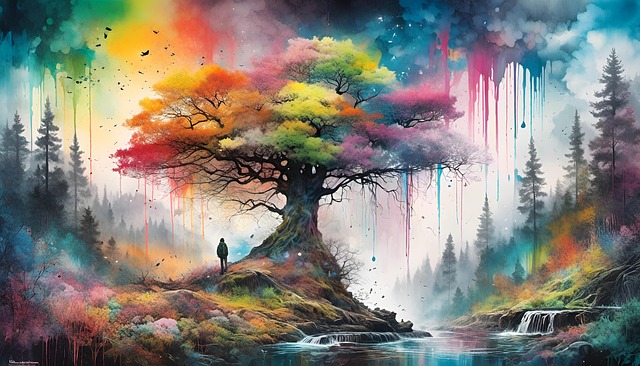 Free tree colors rainbow illustration