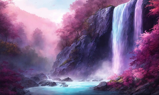 Free waterfall ethereal fantasy illustration