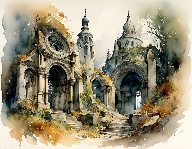 Free church ruin old illustration