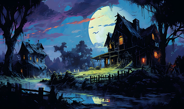 Free ai generated haunted houses illustration