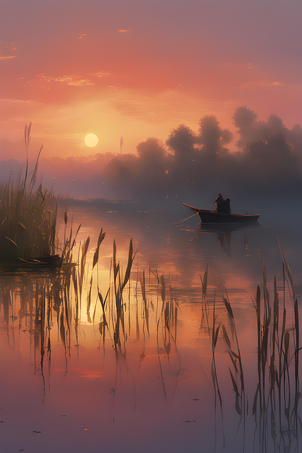 Download free HD stock image of Ai Generated Lake Free ai generated lake boat illustration