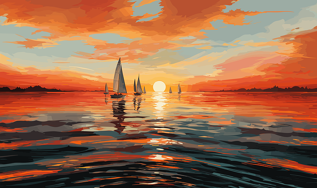 Ai Gerado, Pôr Do Sol, Oceano