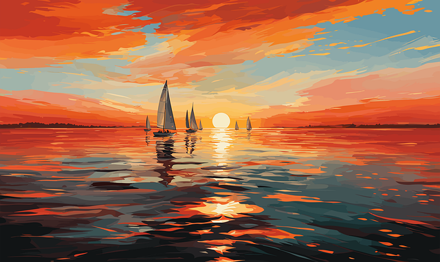 Free ai generated sailboat sunset illustration