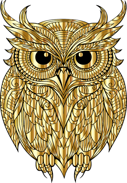 Free owl bird gold illustration