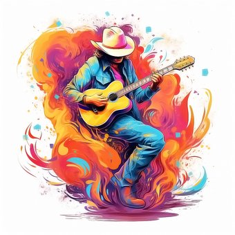Cowboy, Stând, Cântând La Chitară