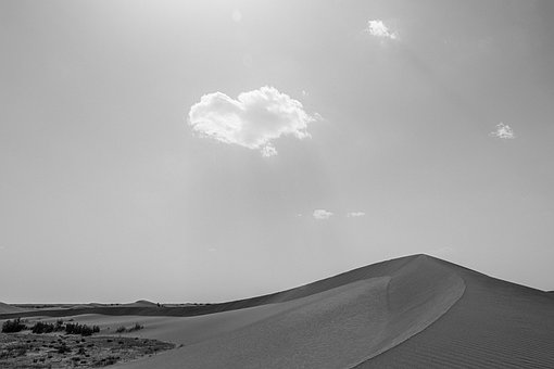 Deserto, Duna, Areia, Nuvens, Coração