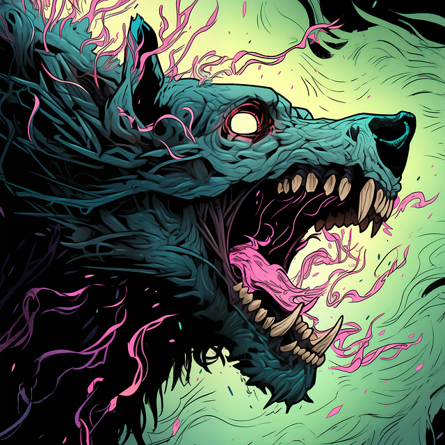 Free ai generated zombie wolf illustration