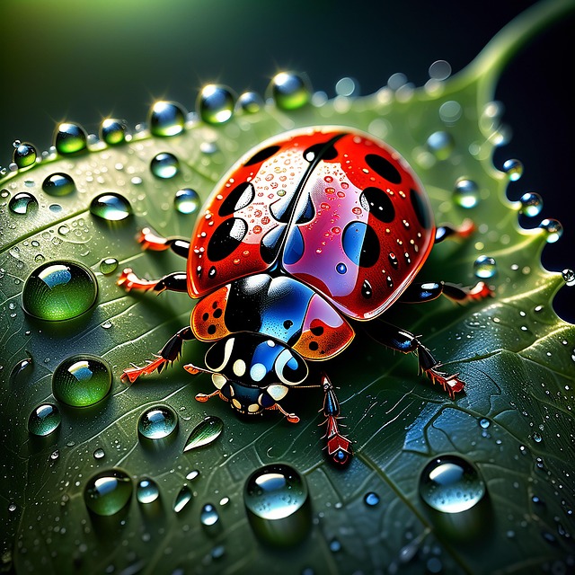 Free ai generated ladybug leaf illustration