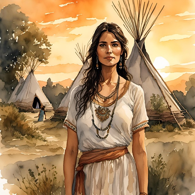 Free ai generated woman village illustration