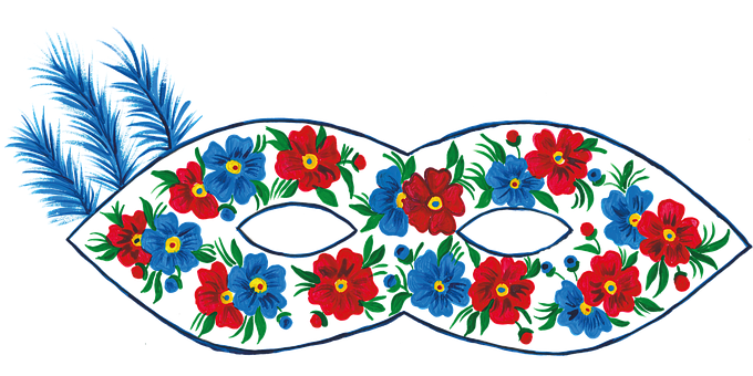 Maska, Kvety, Karneval, Akvarel