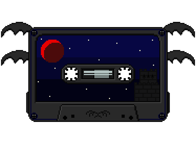 Free pixel art cassette tape illustration