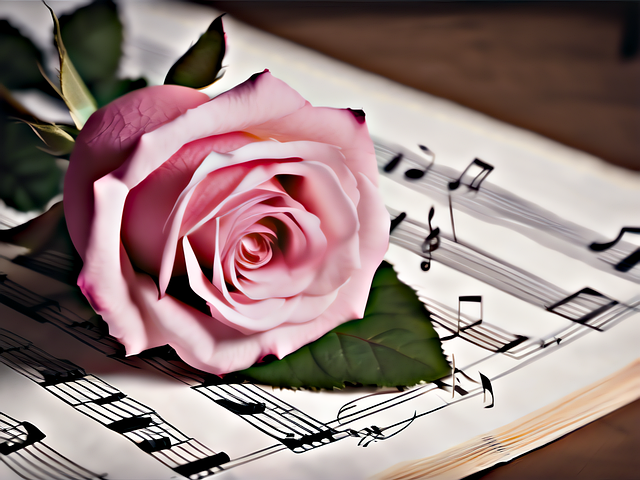 Free ai generated roses music sheet illustration
