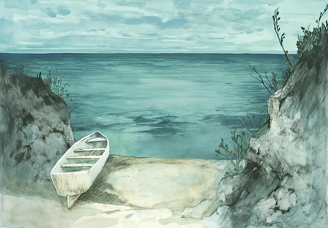 Free ai generated boat beach illustration