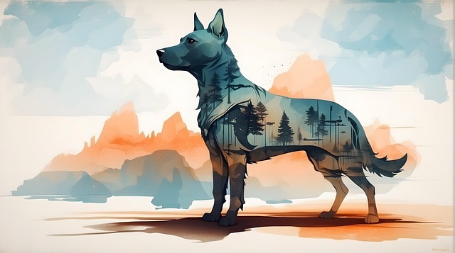 Download free HD stock image of Ai Generated Dog Free ai generated dog double exposure illustration