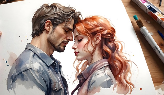 Download free HD stock image of Ai Generated Couple Free ai generated couple watercolor illustration