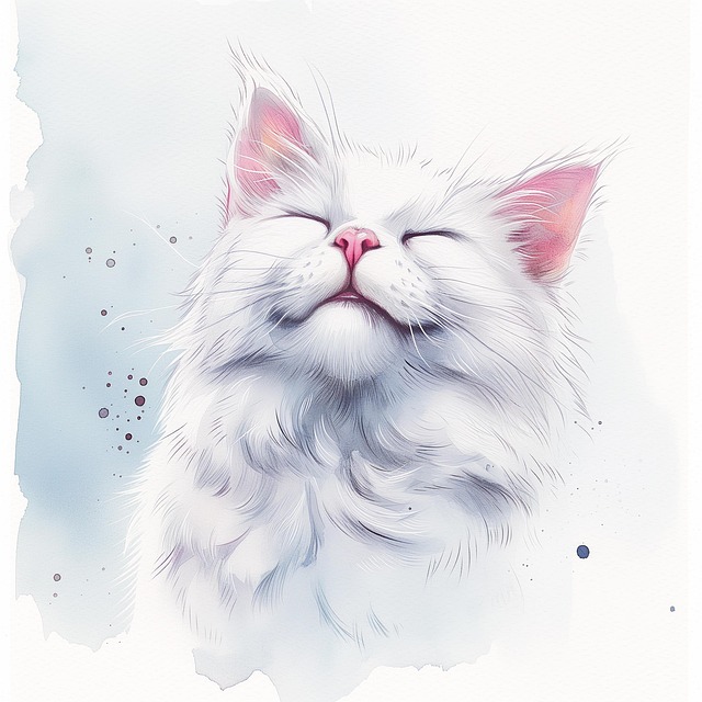 Free ai generated white cat illustration