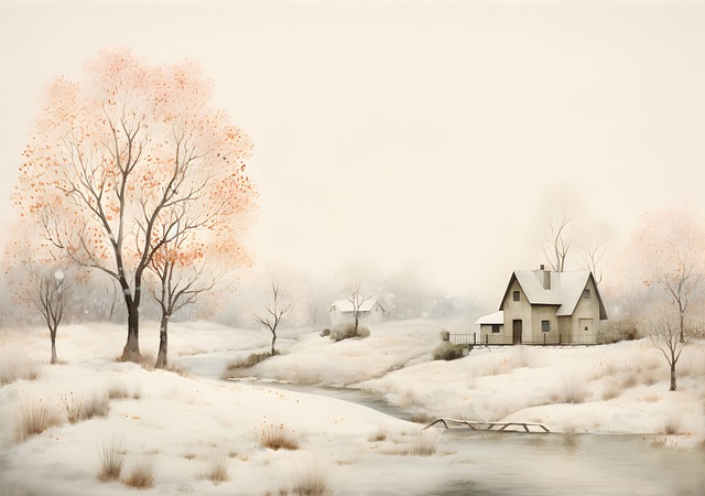 Free ai generated house trees illustration