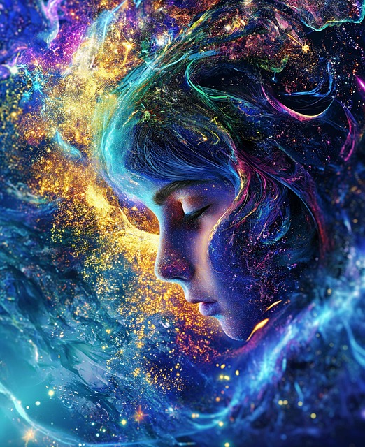 Free ai generated woman cosmic illustration