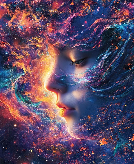 Free ai generated woman cosmic illustration