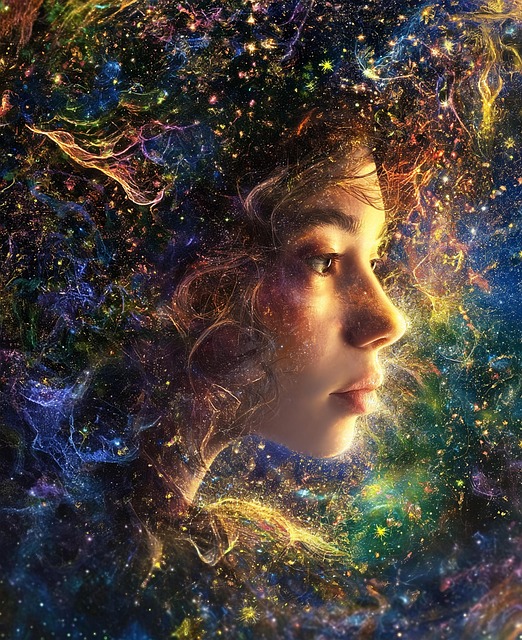 Free ai generated woman cosmic illustration