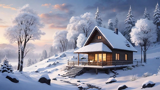 Free winter house cabin illustration