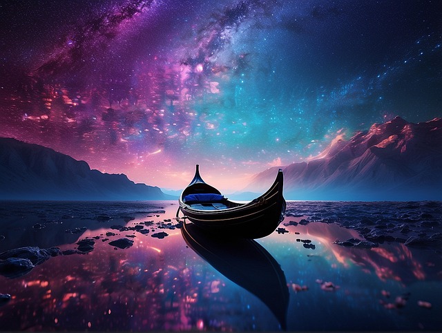 Free ai generated boat night illustration