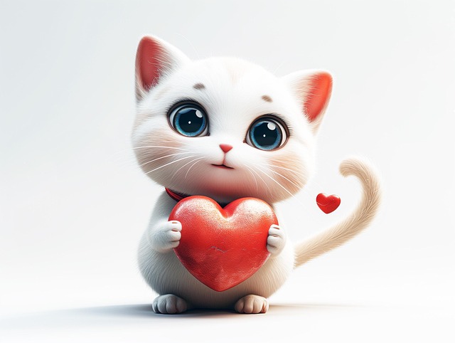 Free ai generated cat heart illustration