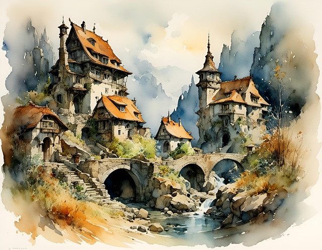 Download free HD stock image of Ai Generated Village Free ai generated village houses illustration