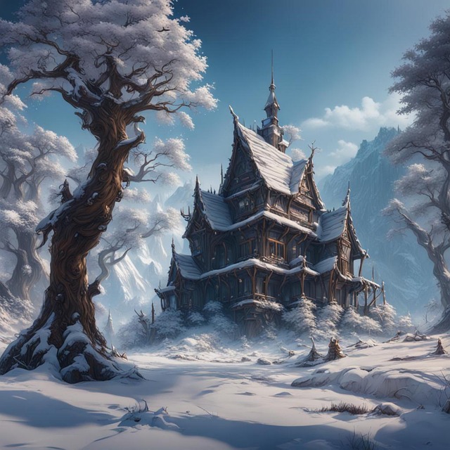 Free ai generated snow house illustration