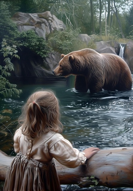 Free ai generated bear girl illustration