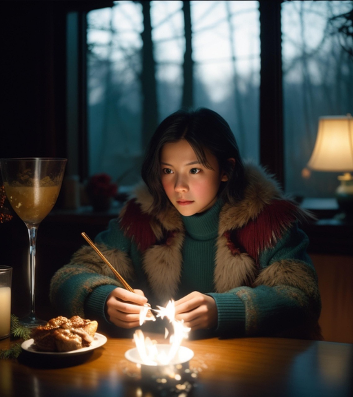 Free ai generated girl meal illustration