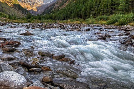 Berg, Rivier, Torrent, Toneel, Natuur