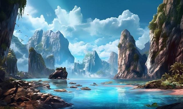 Free ai generated canyon lake illustration