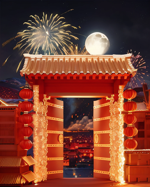 Free Chinese New Year Fire Works illustration and picture