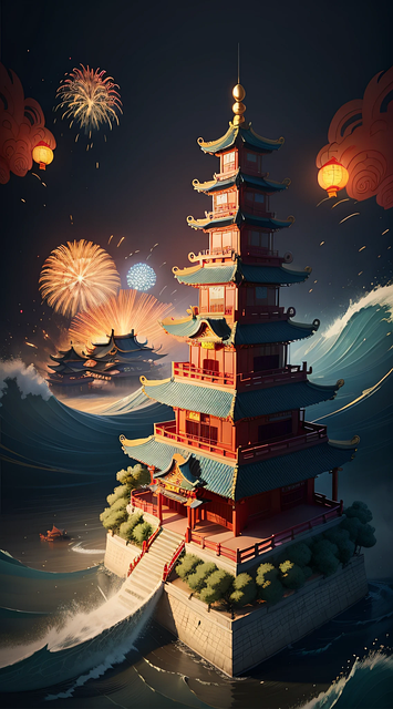 Free Chinese New Year Pagoda illustration and picture