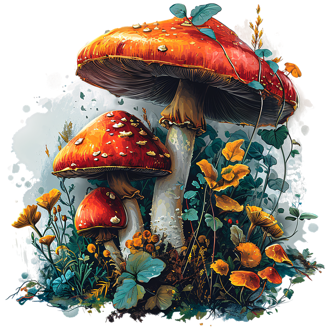 Free ai generated mushrooms fungi illustration