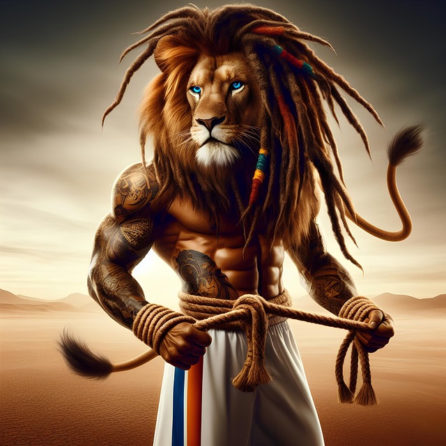 Free ai generated lion capoeira illustration