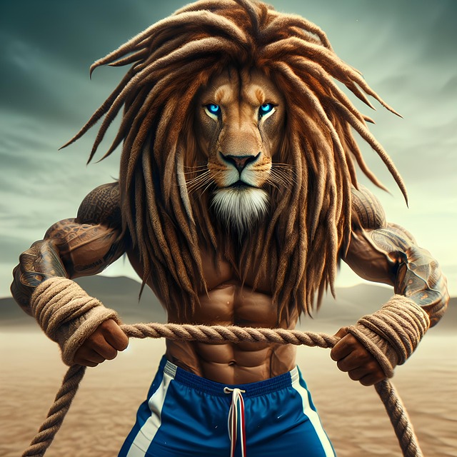 Free ai generated lion capoeira illustration