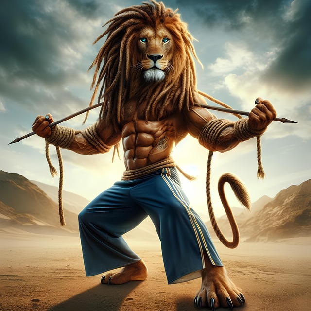 Free ai generated lion capoeira illustration